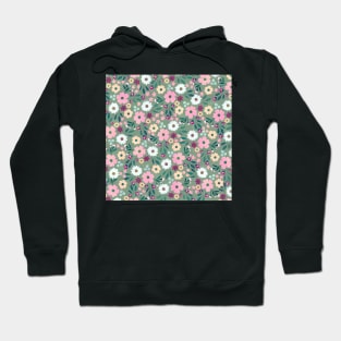 Pink flowers Botanical Green Design Hoodie